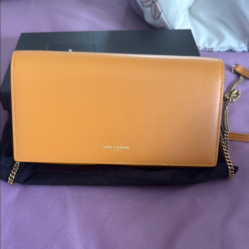 Saint Laurent Tan Crossbody Bag Leather Minimalist Design